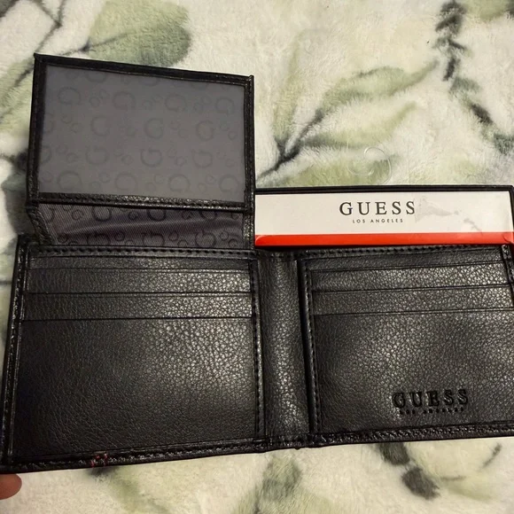 GUESS Black and Red Leather Card Holder - Picture 2 of 6